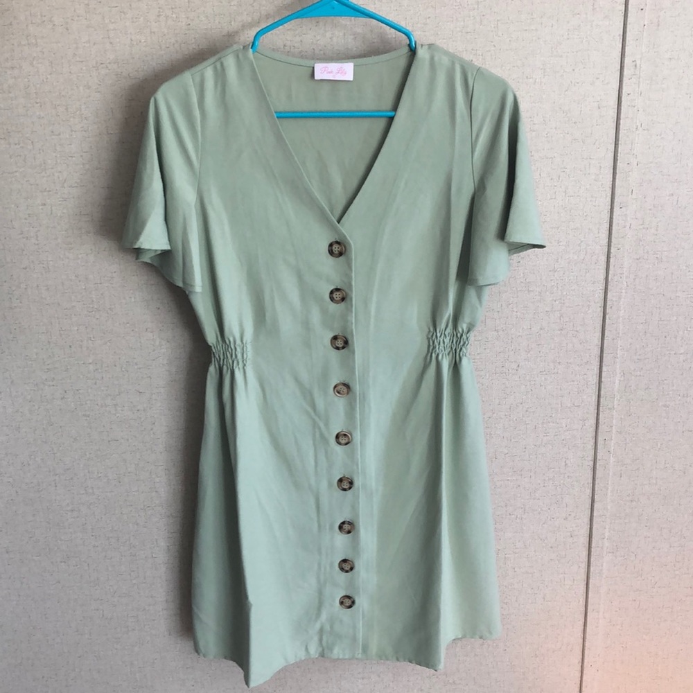 Pink Lily light olive color dress